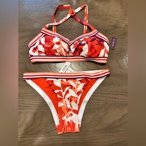 Adore Me Red and White Bikini Set